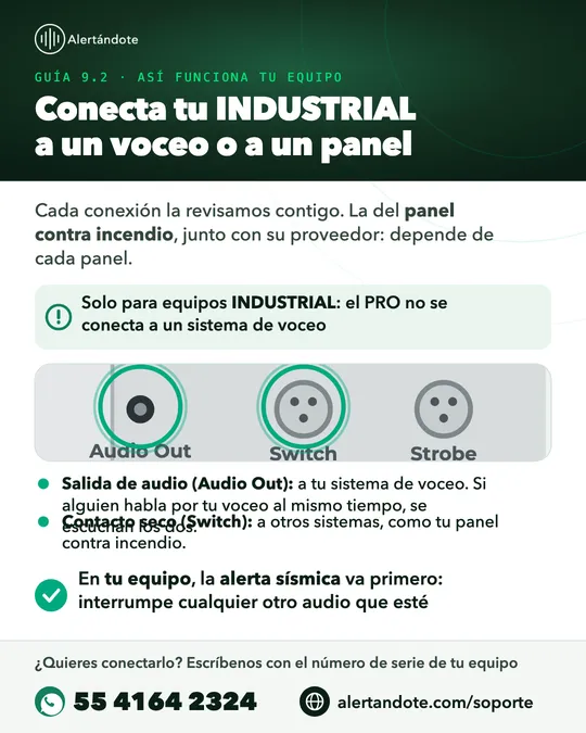 Ficha de la guía 9.2, Conecta tu INDUSTRIAL a un voceo o a un panel, con sus pasos resumidos