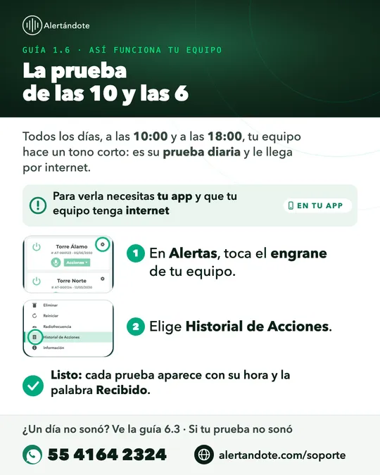Ficha de la guía 1.6, La prueba de las 10 y las 6, con sus pasos resumidos