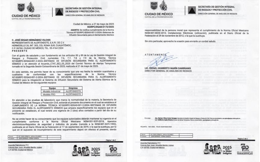 Certificación de Protección Civíl